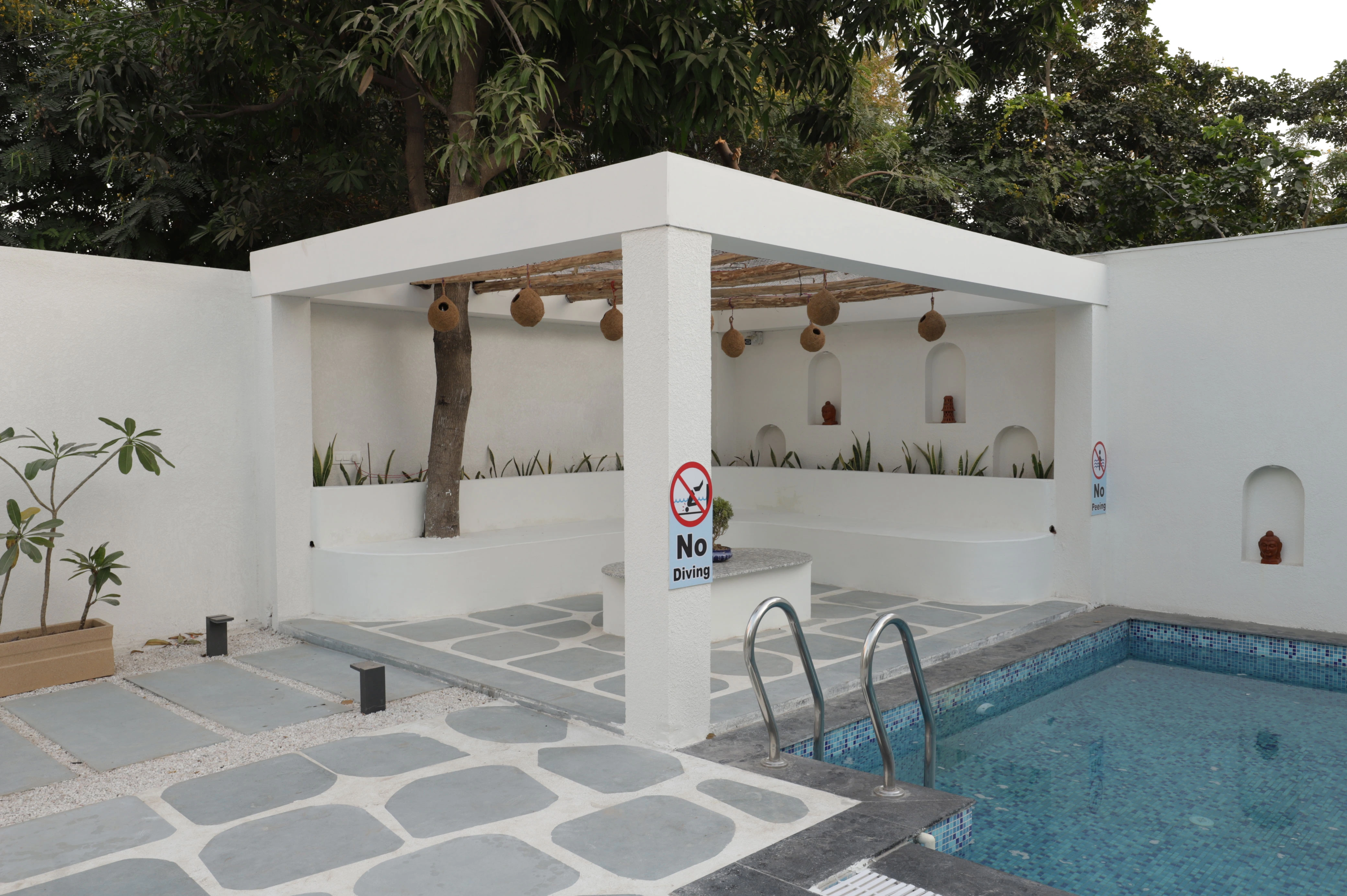 Luxurious villa bedroom with natural lighting